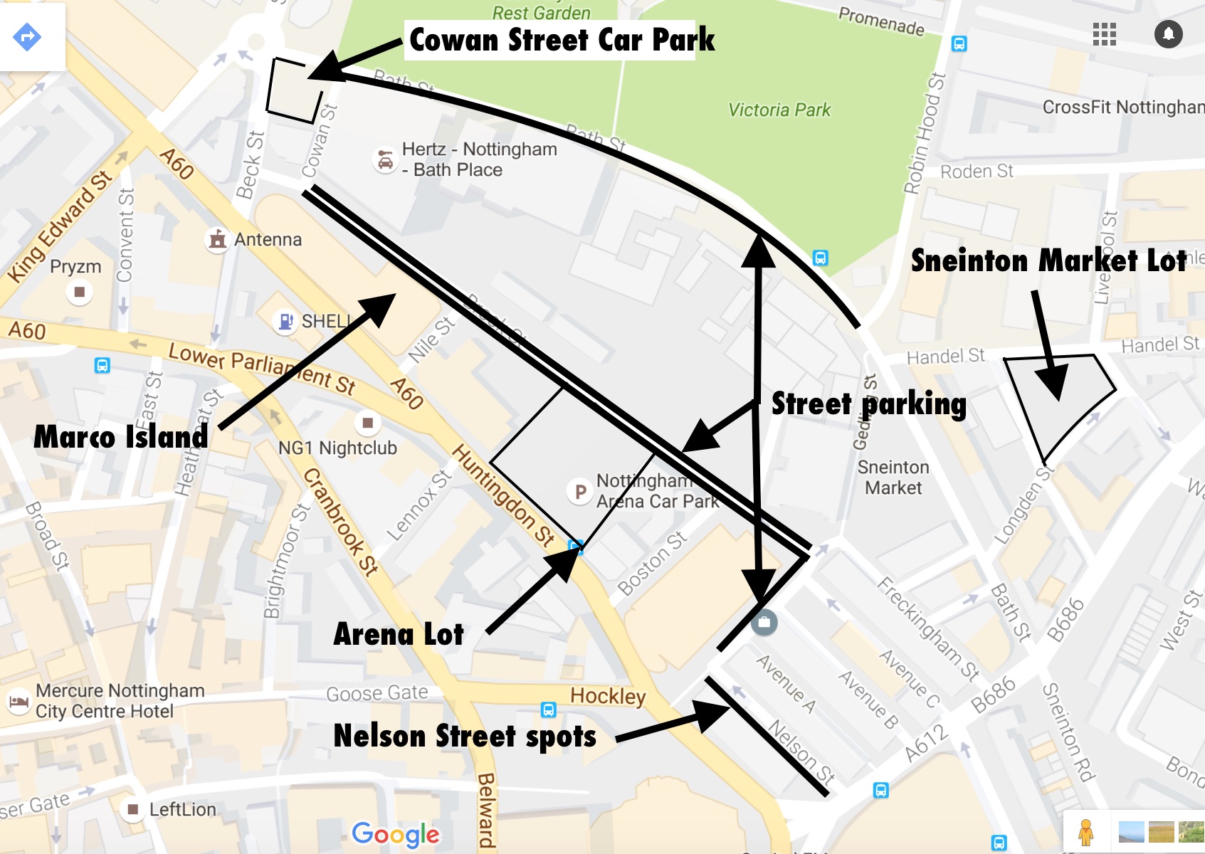 Good Parking Map MinorOak Nottingham Coworking